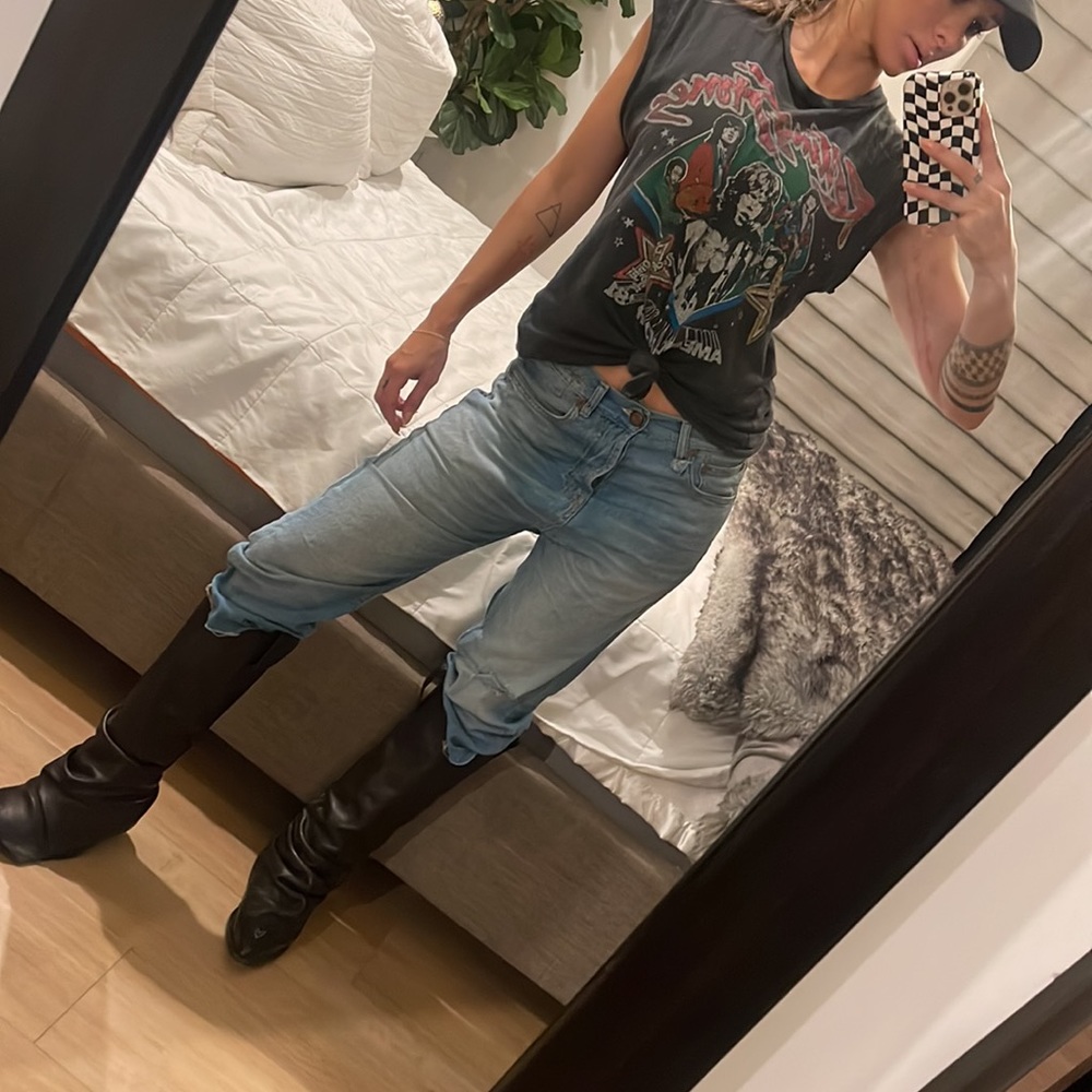 R13 drop crotch cropped distressed jeans sz 25 - Picture 4 of 11